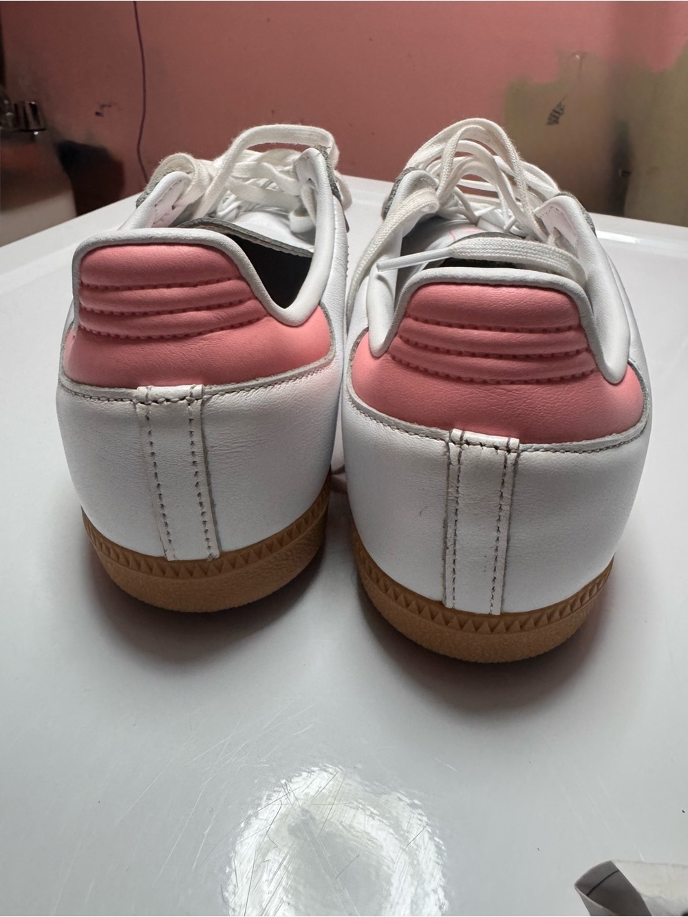 adidas White and Pink Samba Sneakers - Picture 5 of 9
